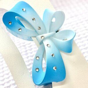 NWT Blossom Blue Gradient Rhinestone Gem Bow Coquette Cute Hair Clip
